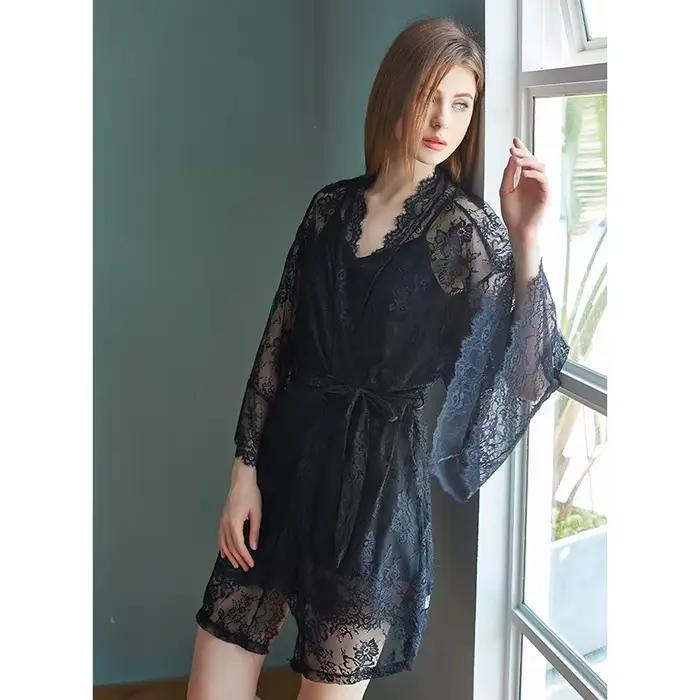 Nouveau fronde chemises de nuit vêtements de nuit deux pièces ensemble Sexy dos tenue de nuit femmes
