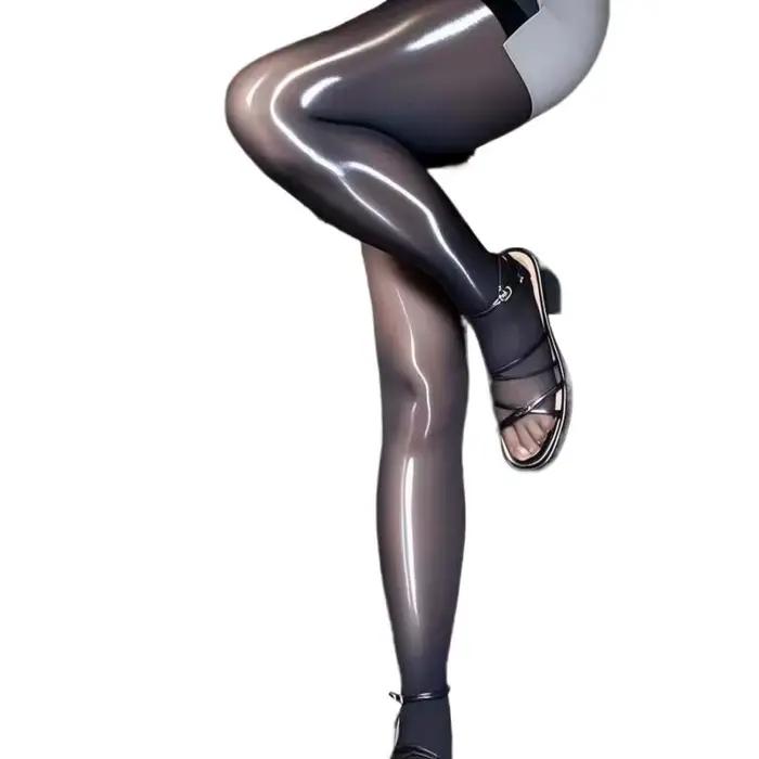 1 paire de chaussettes brillantes collants huile de cheval chaussettes lisse brillant femmes Legging