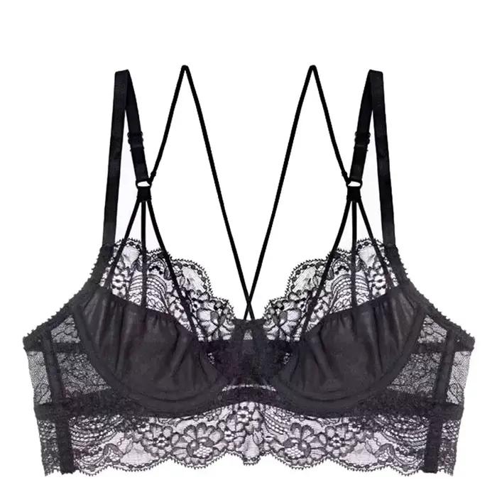 Soutien-gorge sans armatures pour femme, en dentelle florale, confortable et respirant