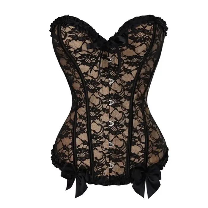 Corset Bustier avec garniture à lacets, surbuste, Costumes Vintage pour dames, haut Corset victorien