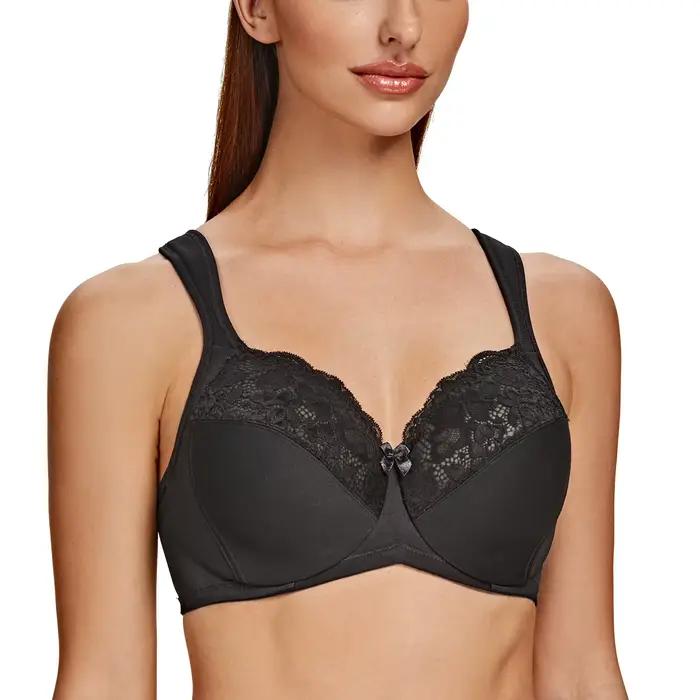 Soutien-gorge à armatures en dentelle pour femmes, couverture complète, minimiseur, Sexy, sangle de 