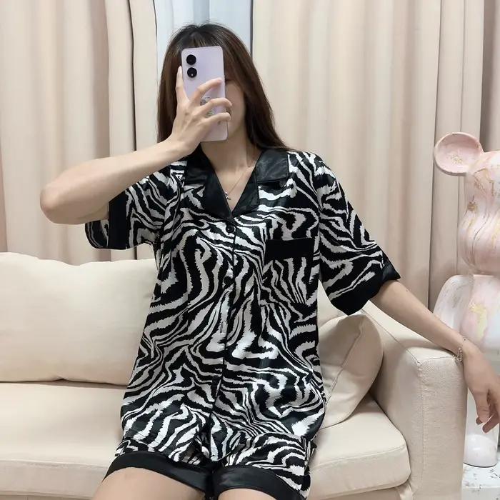 Ensembles de pyjama en faux satin pour femmes, manches longues, revers de luxe, vêtements de nuit à 