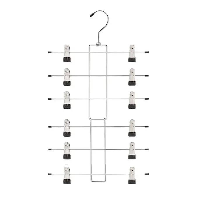 Cintres à 6 couches pour jupe et pantalon multicouches, Clips de suspension en métal antidérapants, 