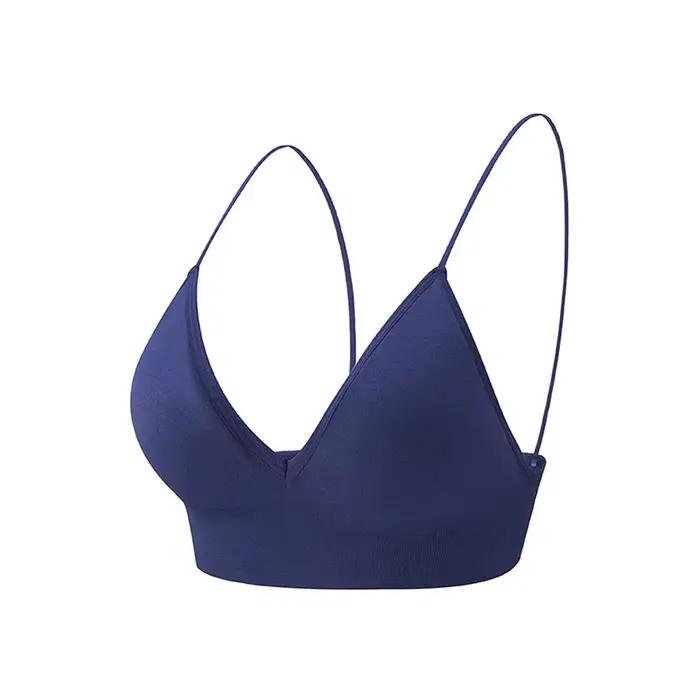 Soutien-gorge de sport sans couture, bonnet Triangle fin, désossé, décolleté en V profond, haut cour