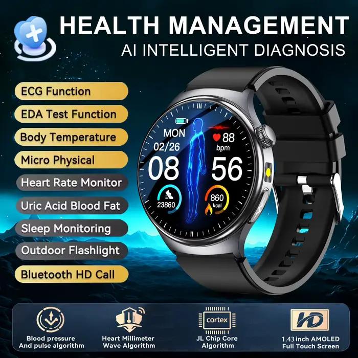 Nouvelle montre connectée 2026 pour diagnostic précis, avec mesure de la graisse corporelle, ECG, ox