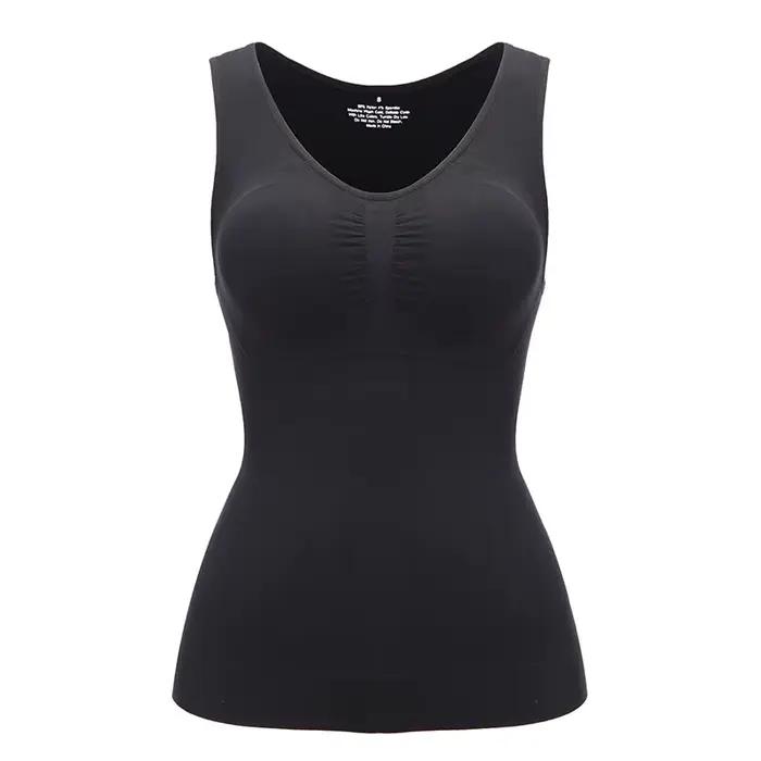 Débardeurs pour femmes avec soutien-gorge intégré, étagère, décontracté, large sangle, Camisole basi