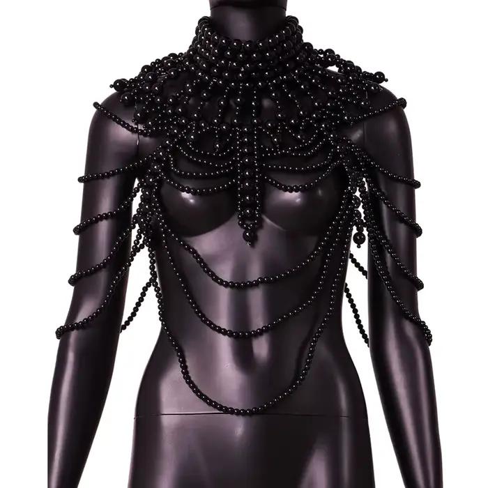Chaîne de corps en perles pour femme - Collier de corps superposé à pampilles pour fête, mariage, fe