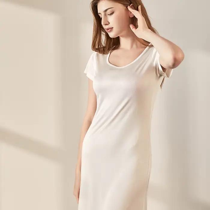 FImtairah femmes chemise de nuit à manches courtes été longue robe de nuit pijamas dames vêtements d