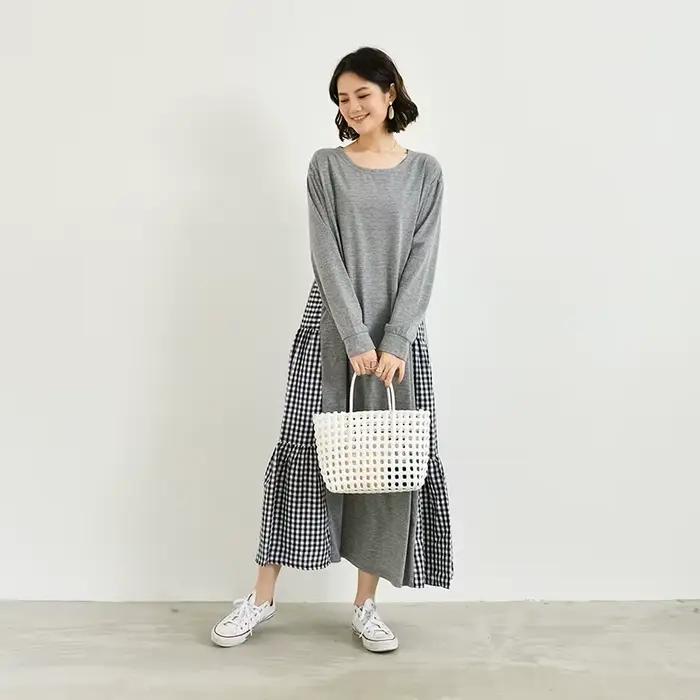 Fdfklak-Chemise de nuit en coton à carreaux pour femmes, manches longues, robe de nuit de printemps,