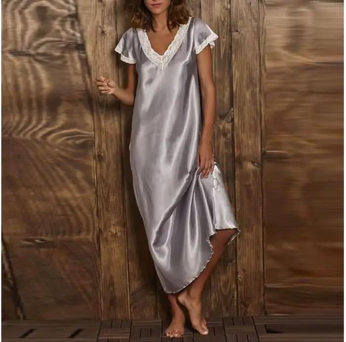 Ensemble de vêtements de nuit en dentelle pour femmes, sous-vêtements décontractés à col en V, chemi