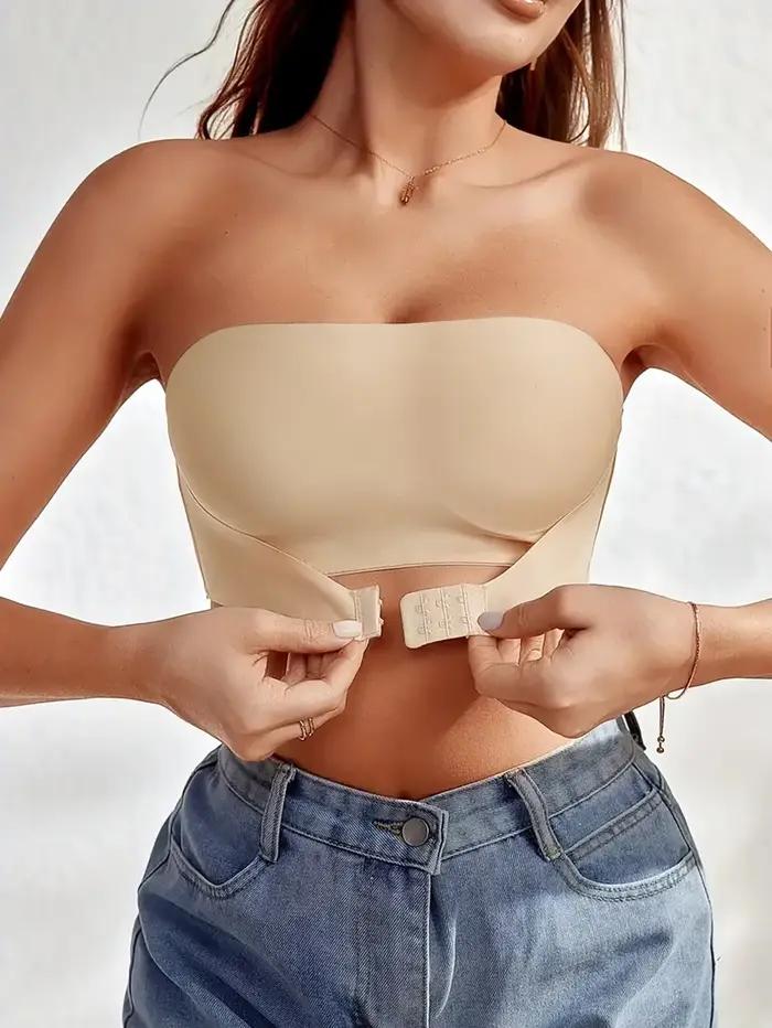 Soutien-gorge sans bretelles pour femmes, sans rembourrage, sans couture, bouton avant, sous-vêtemen