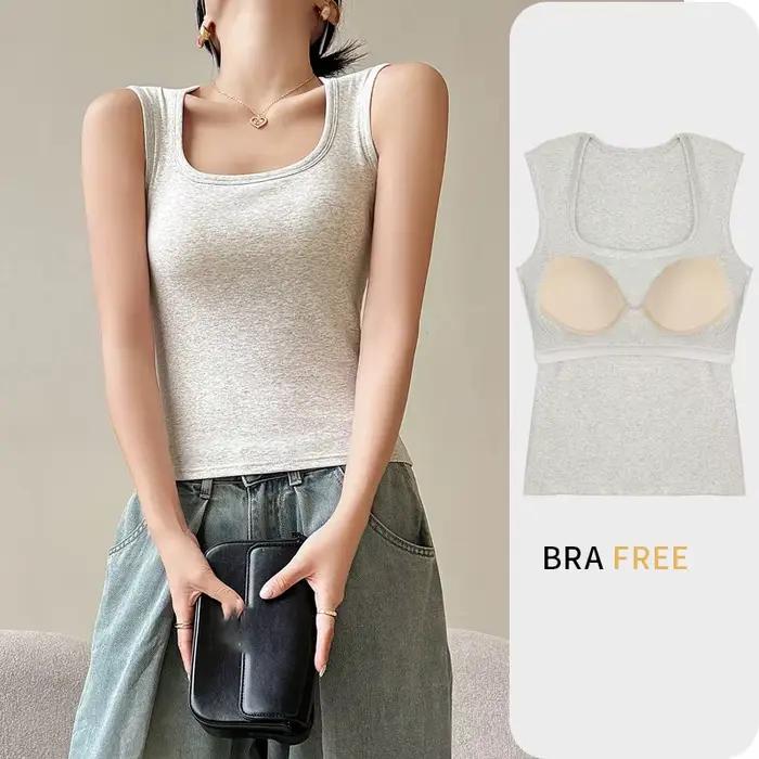 Nouveau débardeur intégré avec soutien-gorge pour femme, printemps-été 2026, respirant, pour le spor