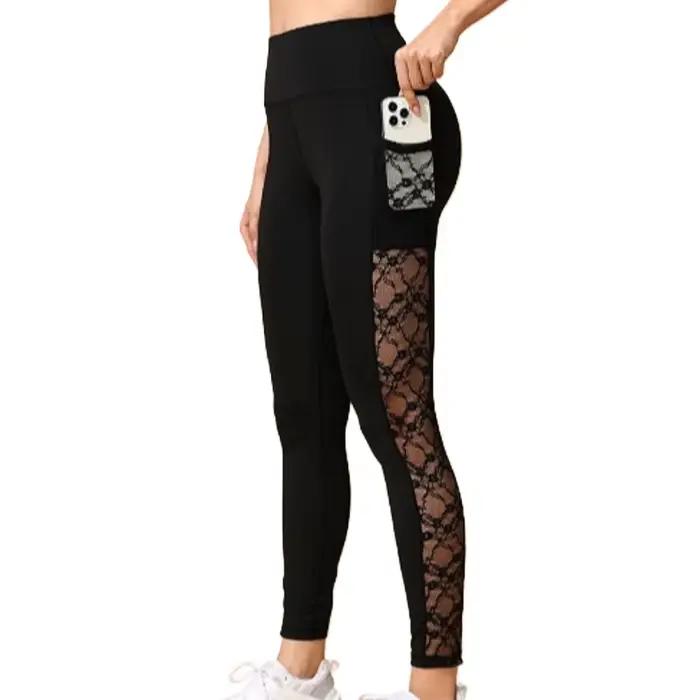 Leggings de sport en dentelle pour femme, sculptants, taille haute, effet push-up fessier, vêtements