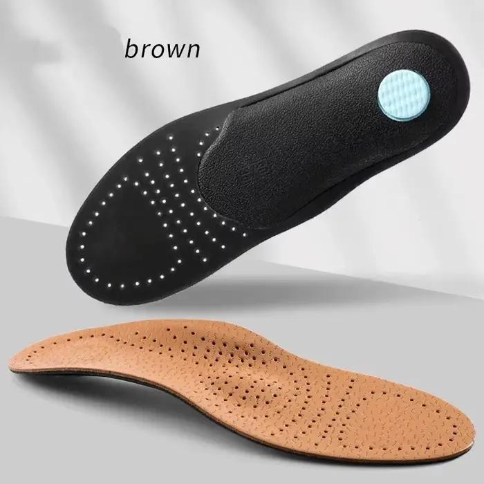 1 paire de semelles orthopédiques pour pieds plats, semelles respirantes en cuir, semelles en latex 