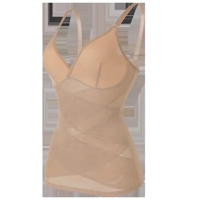 Femmes intégré soutien-gorge Shapewear col en v Camisole ventre croix façonnage ventre contrôle corp