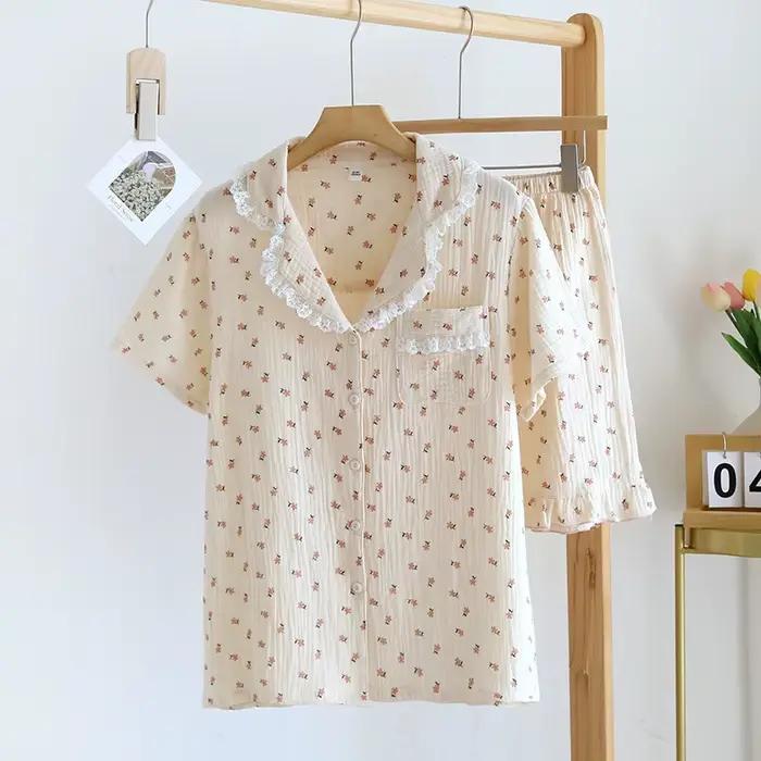 Vêtements de nuit en coton pour femmes, vêtements de printemps et d'été adaptés à porter à la maison