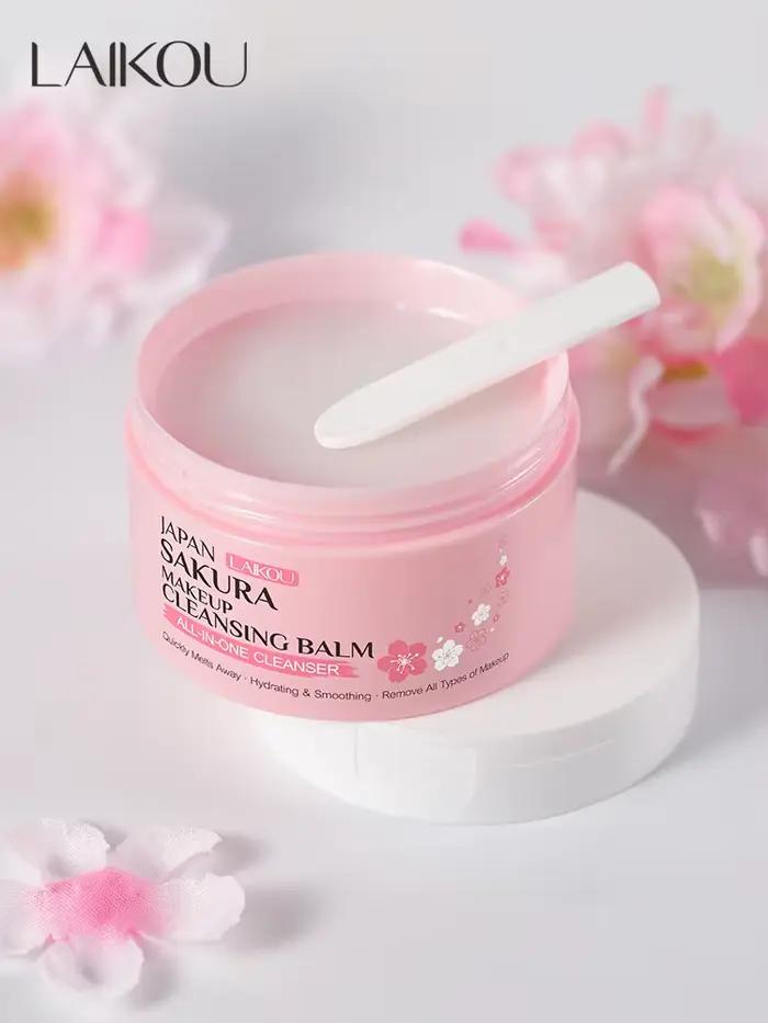 LAIKOU Japon Sakura Baume Nettoyant Démaquillant 100g Nettoyant Tout-en-un Fondant Rapidement Hydrat