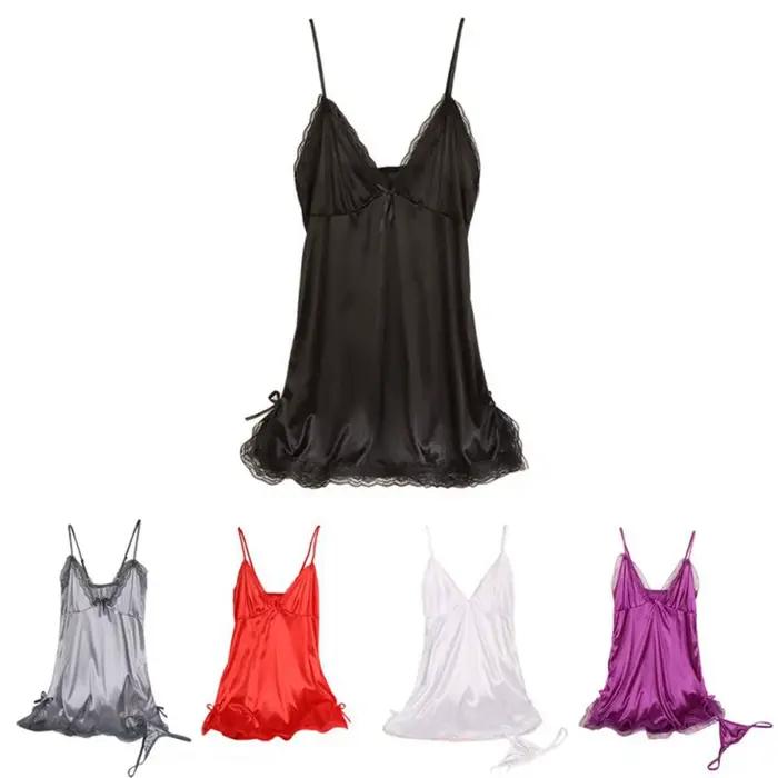 Nuisettes sans manches dames col en v soie Satin vêtements de nuit pour enfants vêtements de nuit ju