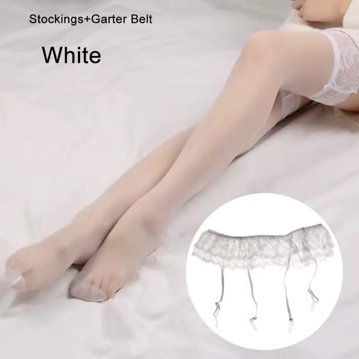 Femmes Sexy dentelle haut cuissardes bas chaussettes avec porte-jarretelles porte-jarretelles dentel