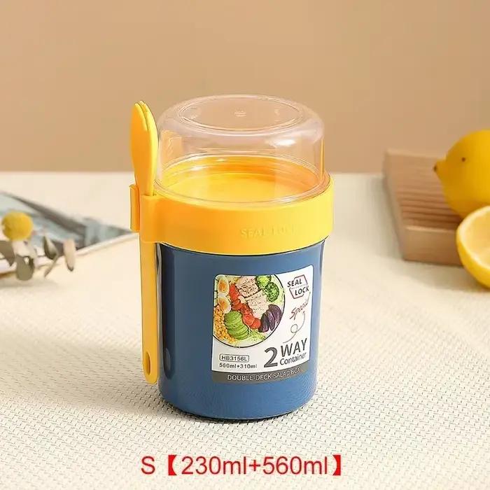 Boîte à bento pour salade, flocons d'avoine, petit-déjeuner, double compartiment pour céréales, noix