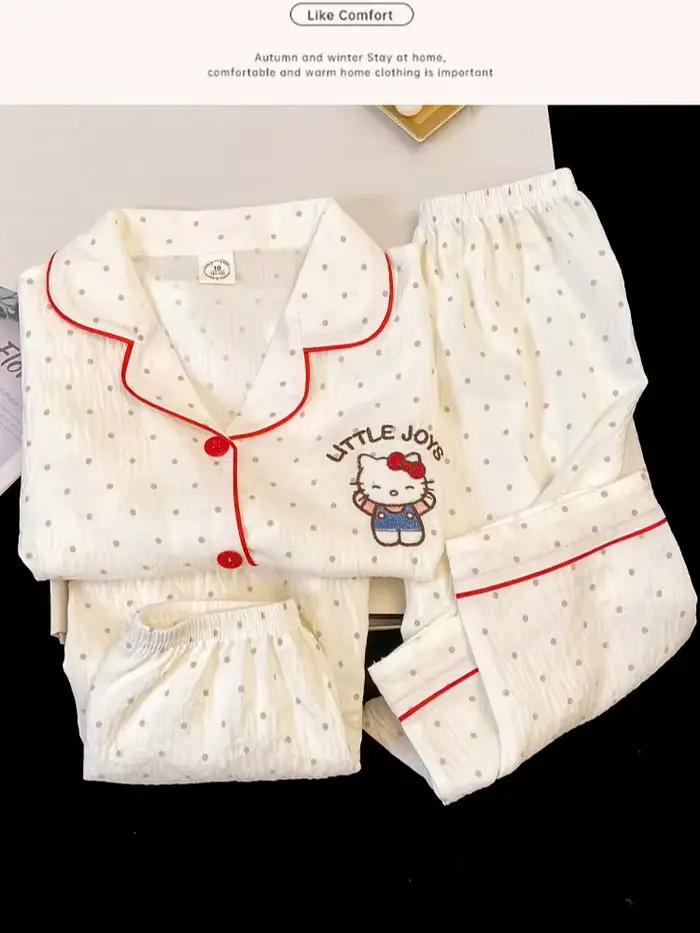 Adorable ensemble pyjama trois pièces HELLO KITTY, un haut à manches courtes et un short et un panta