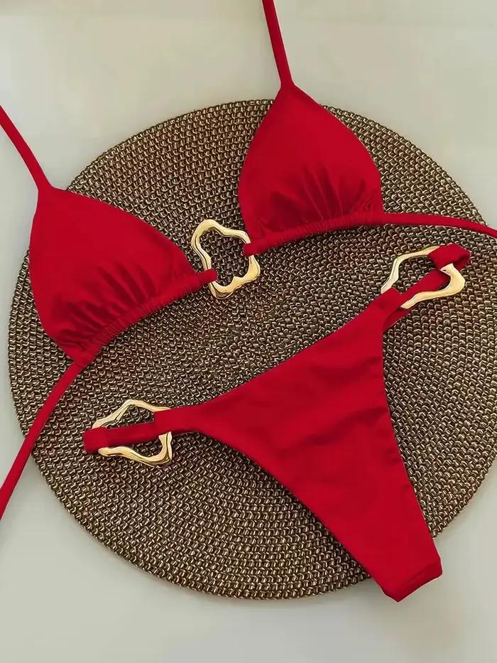 Micro bikini sexy à bretelles 2026 pour femme, maillot de bain uni, ensemble de bikinis string, tenu