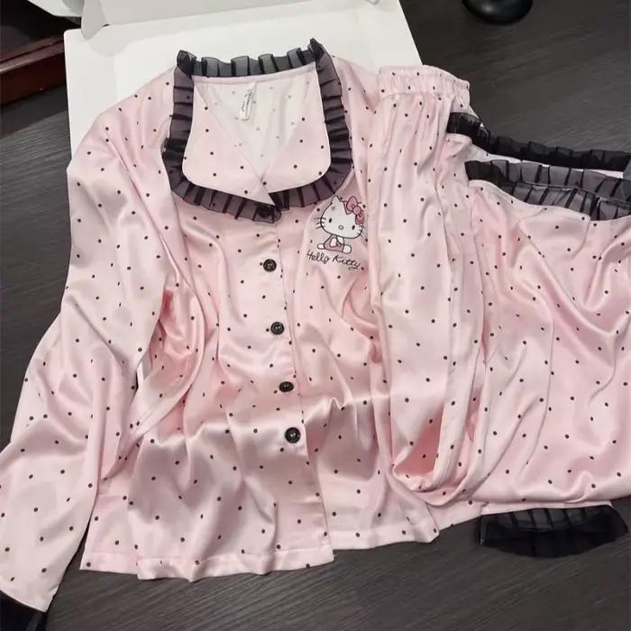 Ensemble pyjama Hello Kitty, dessin animé, short à manches courtes, vêtements d'été confortables et 
