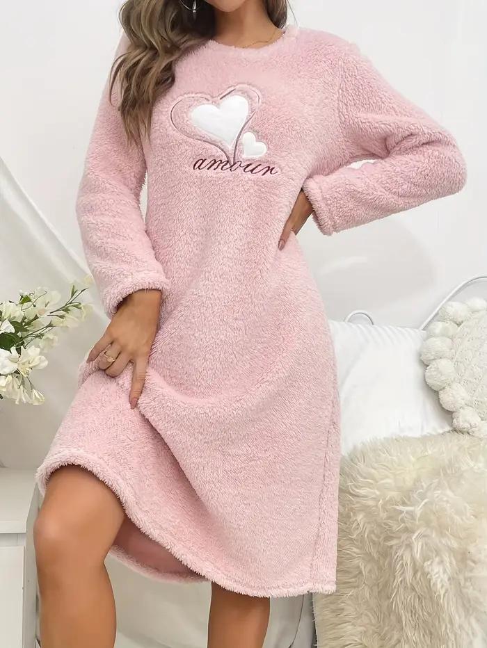 Chemise de nuit en velours de glouton pour femme, vêtements de nuit épais et chauds, chemise de nuit