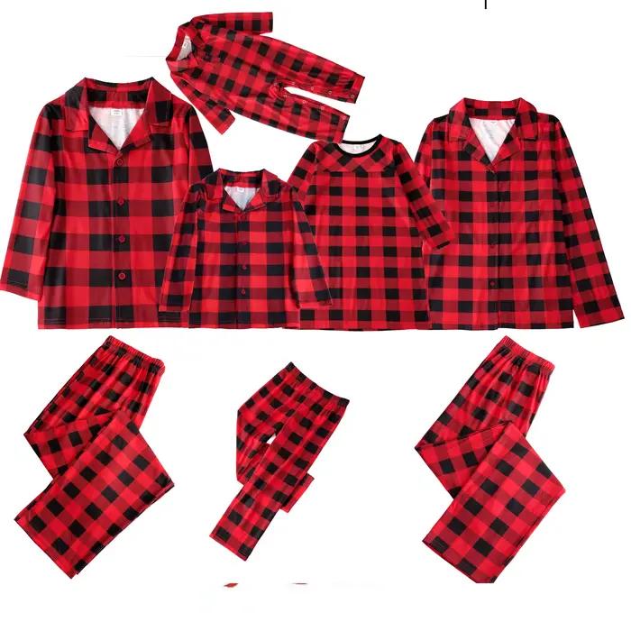Pyjama de famille de noël imprimé à carreaux, vêtements assortis pour mère, père et enfants, chemise