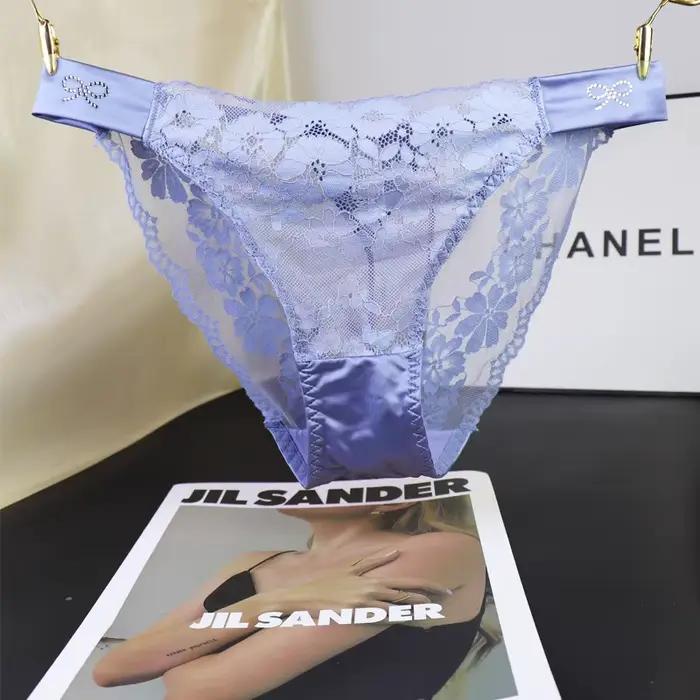 Culottes décorées de strass pour femmes, culottes ajourées, slips taille basse, sous-vêtements en de