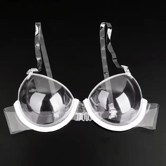 Soutien-gorge push-up transparent sexy pour femme, avec bretelles réutilisables en TPU, lingerie inv