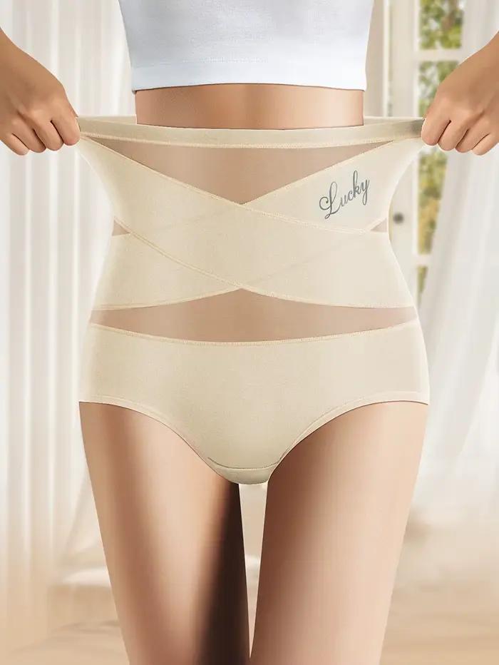 Culotte taille haute en maille respirante pour femme, culotte triangle en forme de tuck, 1 pièce