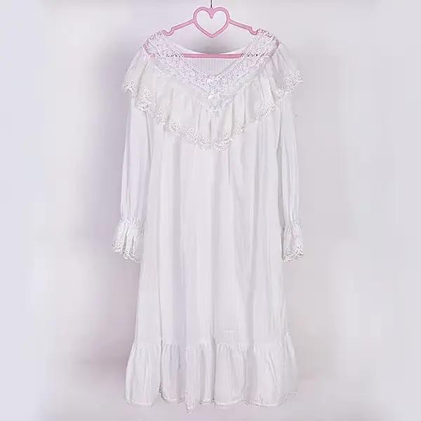 Chemise de nuit princesse Lolita pour femme, style palais vintage, chemise de nuit en dentelle, chem