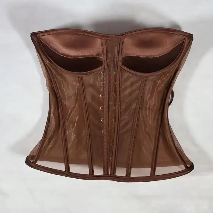 Corset Bustier avec soutien-gorge pour femmes, corsage en maille transparente pour mariage, modelant