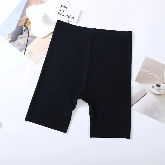 Shorty taille haute sans couture pour femme, effet ventre plat et rehaussement des hanches, en soie 