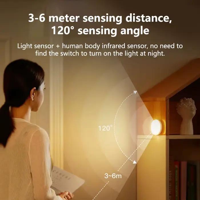 Veilleuse intelligente à détection LED avec capteur numérique, fixation magnétique sans fil, lampe de nuit protectrice pour les yeux