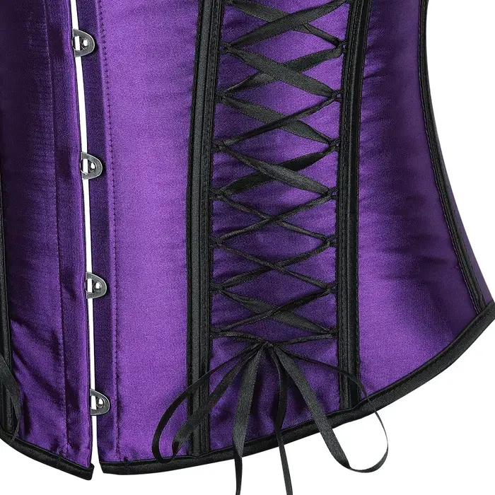 Corset vintage sexy surbuste violet à lacets avec baleines style victorien en satin amincissant pour femmes occasions spéciales comme Halloween anniversaires et soirées de cosplay