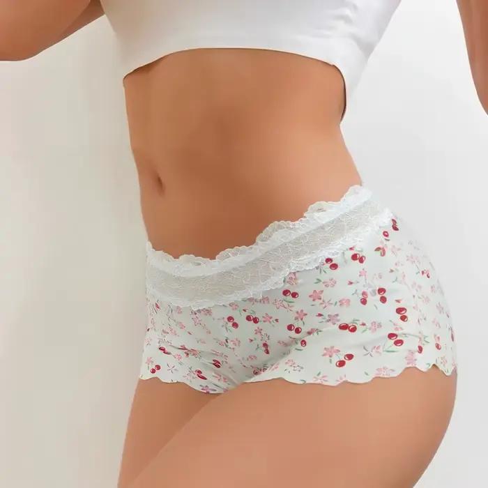 InjSatin-Boxer moulant en dentelle pour femme