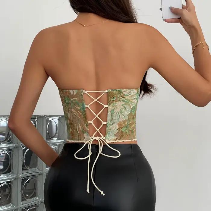 Corset imprimé de fleurs multicolores pour femmes