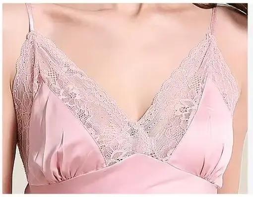 Chemise de nuit pour femmes en dentelle et satin
