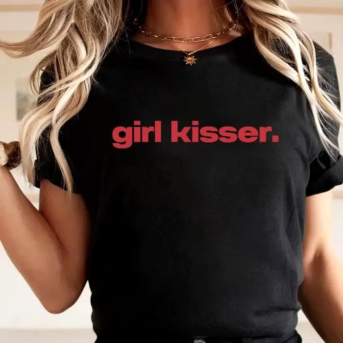 T-shirt drôle pour femme, motif « Lesbian Girl Kisser Pride LGBTQ WLW Pansexual Bisexual », style Y2K Streetwear Rétro, manches courtes, hauts décontractés