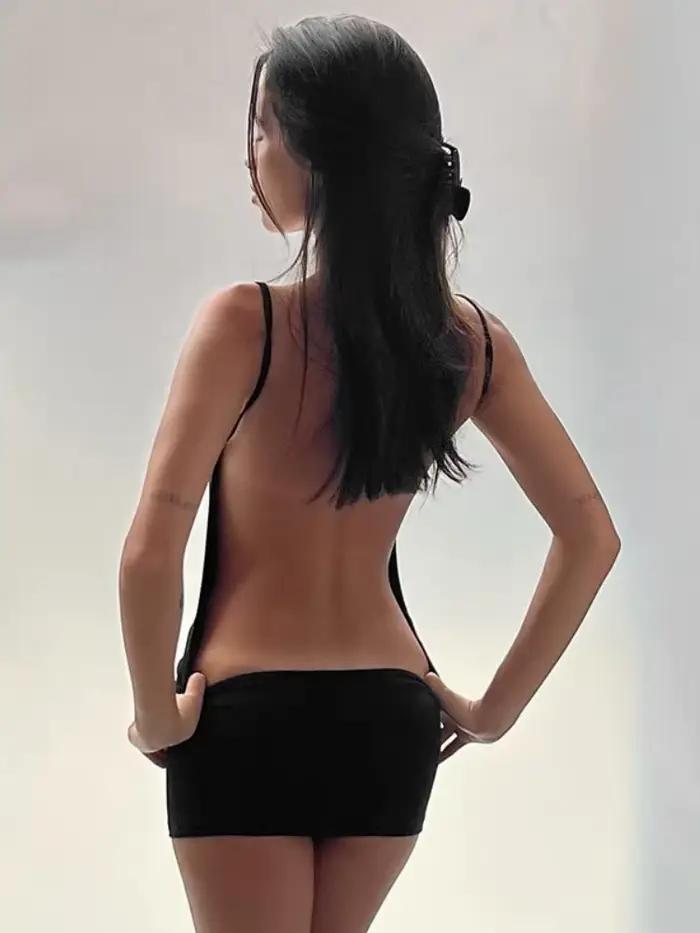 Robe noire dos nu pour femmes