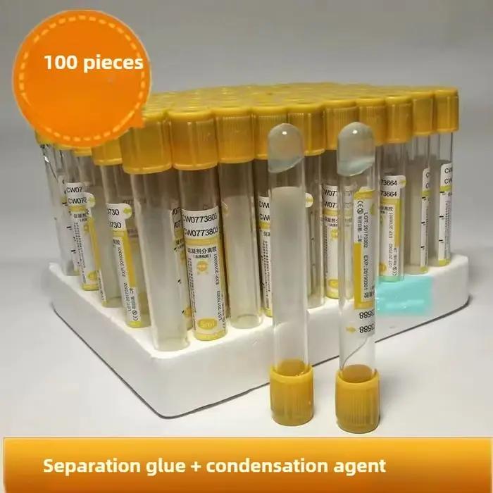 Tube de collecte de sang 3/5/10ml, Gel de séparation de récipient, Coagulant jetable sous vide, pression négative, Tube jaune de collecte de sang