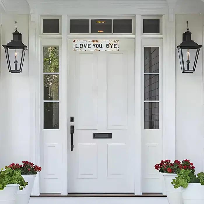 Panneau métallique « Love You Bye », « Love You, Bye » – Panneau mural vintage en métal, idéal pour les cuisines de style farmhouse classique, les couloirs et les entrées.