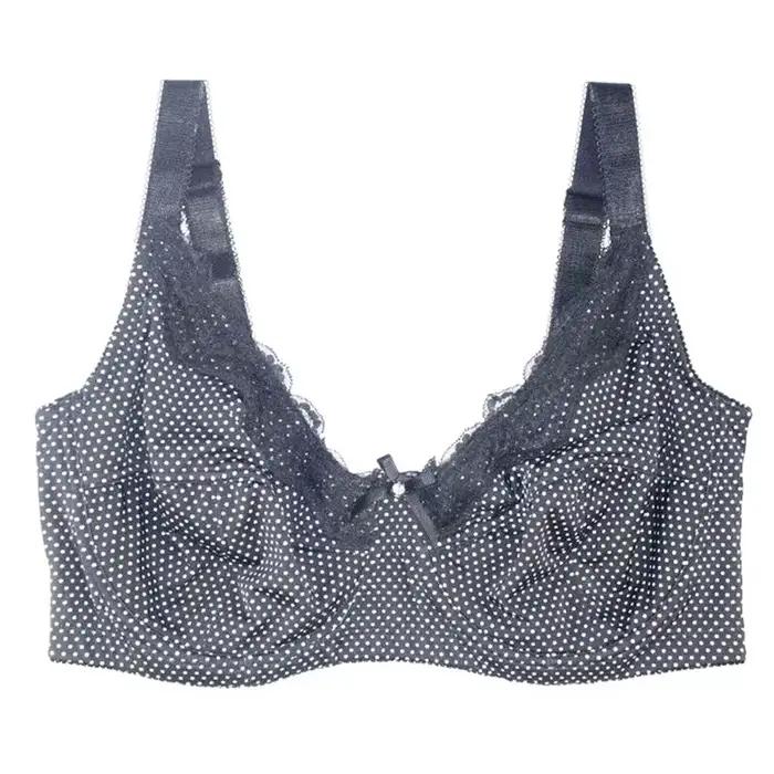 Soutien-gorge Femme Grande Taille Mode À Pois Élégant Pour Occasions Spéciales Couleurs Gris Noir Marron Taille C à G