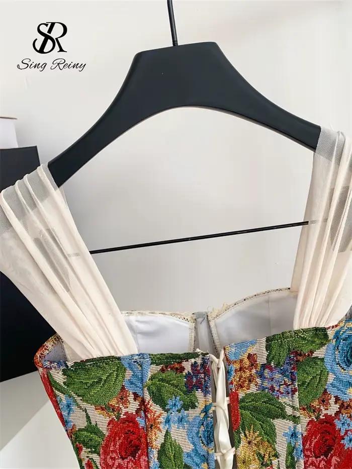 SINGREINY femmes sangle Vintage Lingerie Camisole sans manches à lacets dos nu Mini haut américain rétro mince Sexy imprimé débardeur