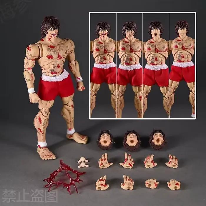 Figurine articulée Baki Hanma Battle Damaged avec têtes et mains interchangeables, modèle anime en boîte, en stock pour collectionneurs