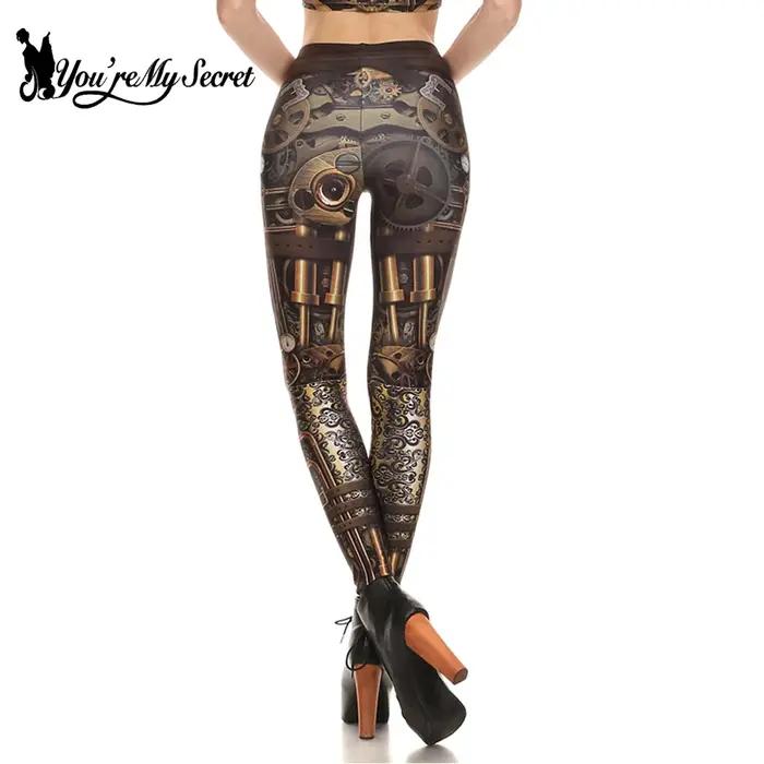 [You're My Secret] Leggings imprimés en 3D Steampunk pour femmes, legging élastique punk pour l'entraînement, pantalon de mode, streetwear pour le fitness en plein air