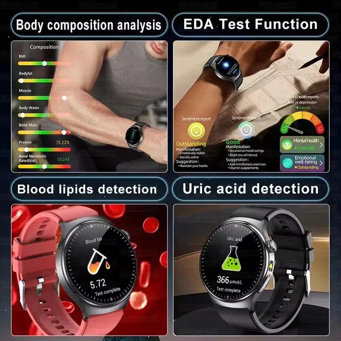 Nouvelle montre connectée 2026 pour diagnostic précis, avec mesure de la graisse corporelle, ECG, oxygène sanguin, tension artérielle, santé et sport, écran HD AMOLED, appels, pour hommes et femmes