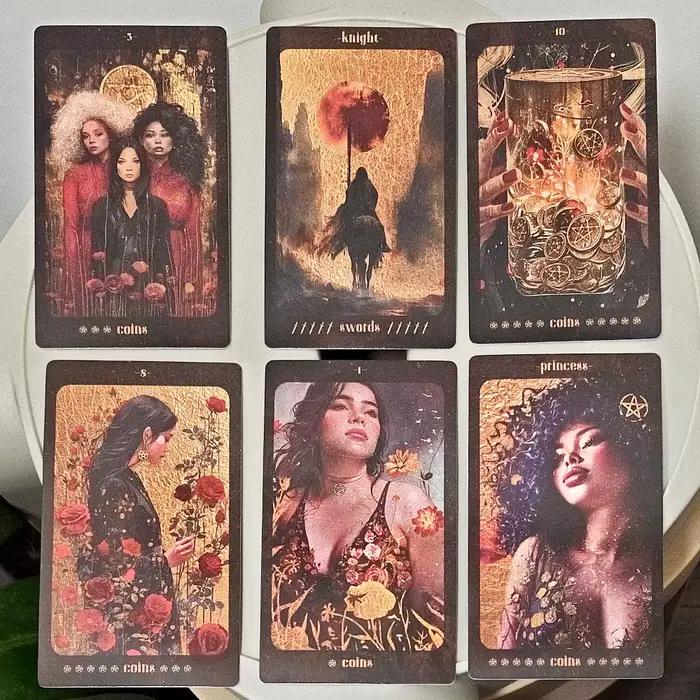 Jeu de tarot Amber Moon : 78 cartes cinématiques – Ensemble de divination sur le thème de la magie lunaire et de l'énergie féminine 12*7cm